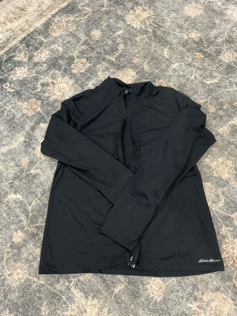 Eddie Bauer Motion Black Full Zip Athletic Jacket with Thumbholes